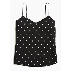 J. Crew NWT Scalloped Neck Polka Dot Camisole  - Black & White